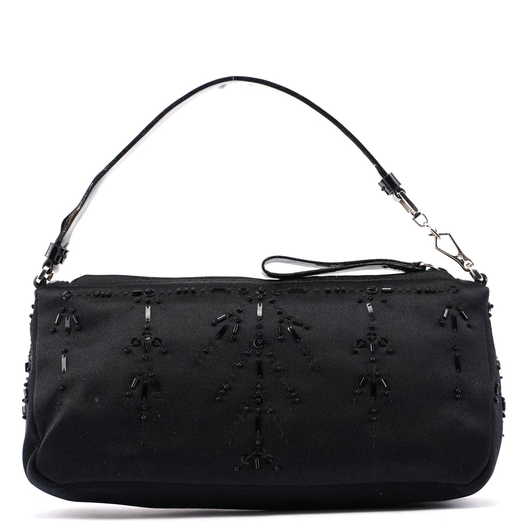 Black Satin Sequin Mini Hobo Bag