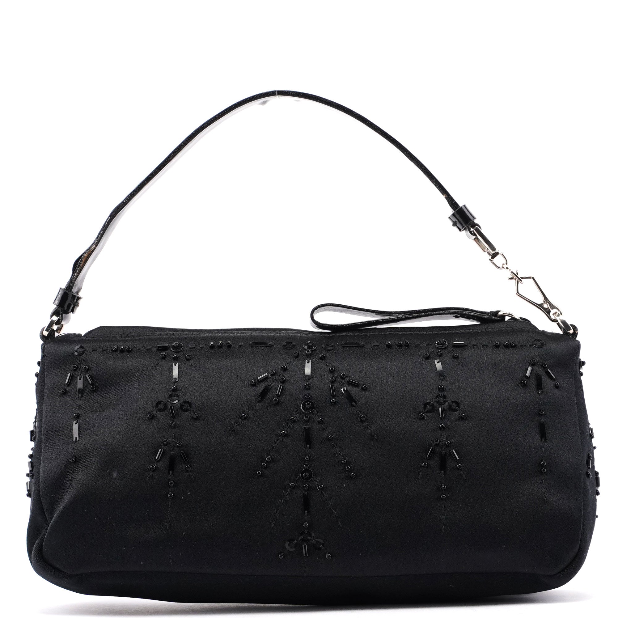 Black Satin Sequin Mini Hobo Bag