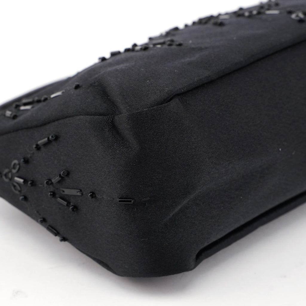 Black Satin Sequin Mini Hobo Bag
