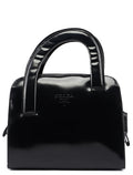 Black Spazzolato Asymmetrical Tote