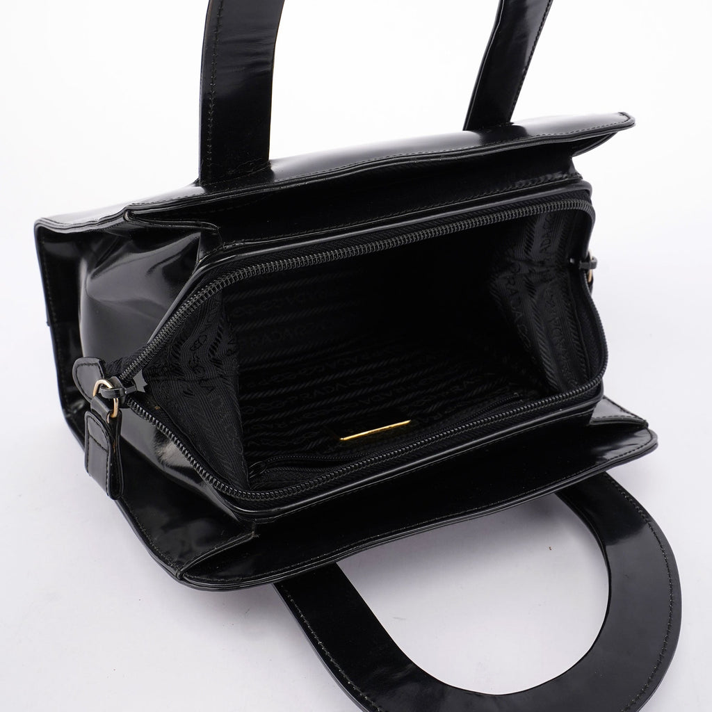 Black Spazzolato Asymmetrical Tote