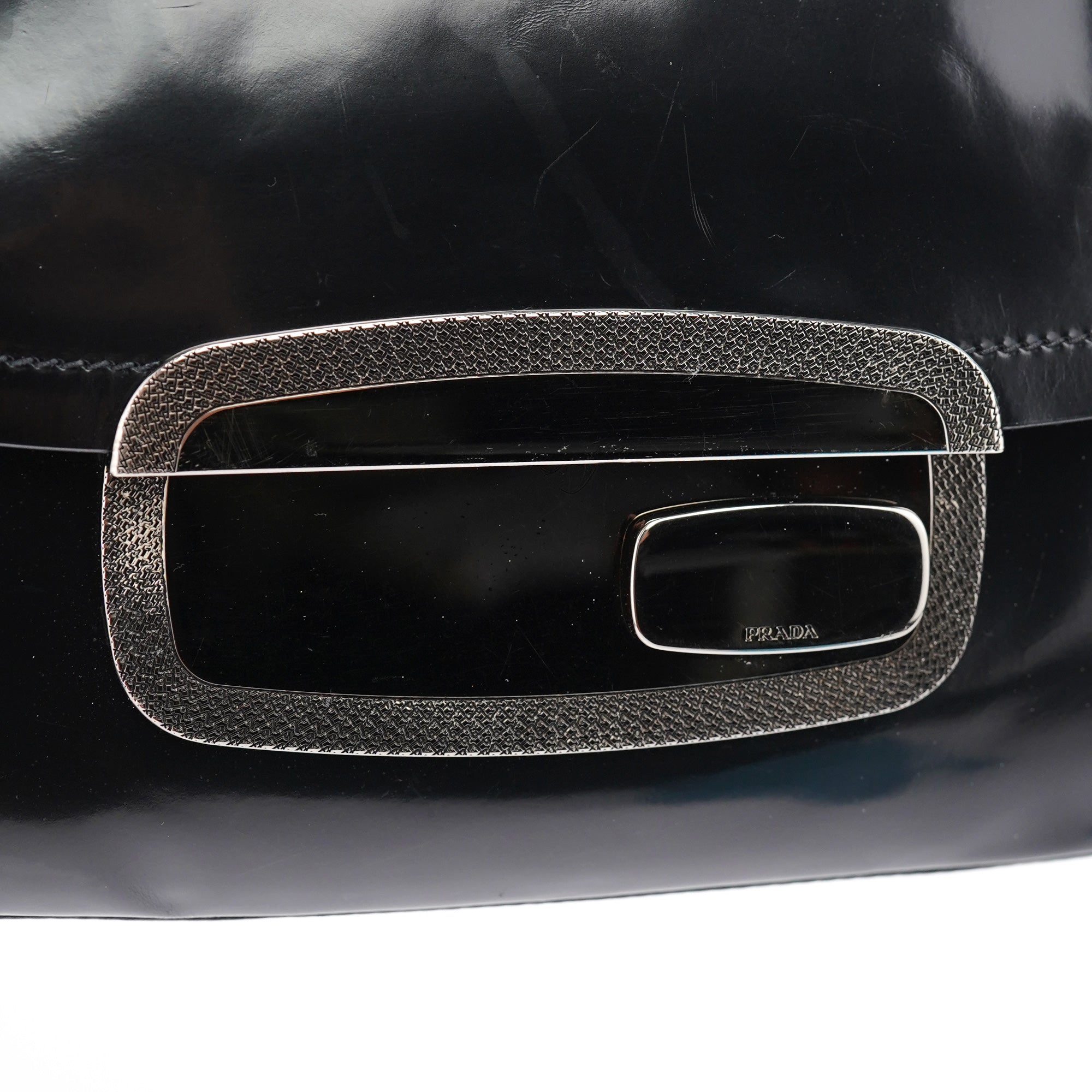 Black Spazzolato Chain Buckle Shoulder Bag
