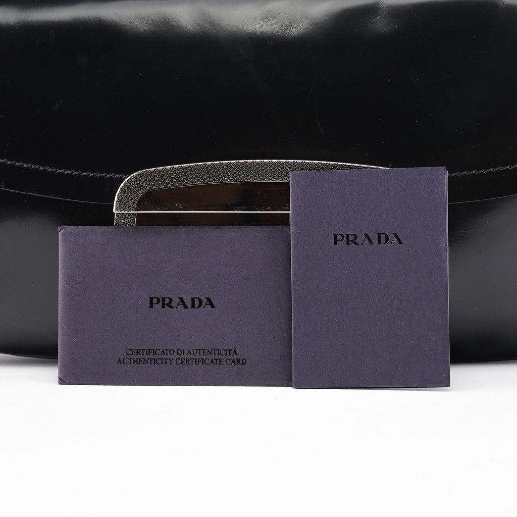 Black Spazzolato Chain Buckle Shoulder Bag