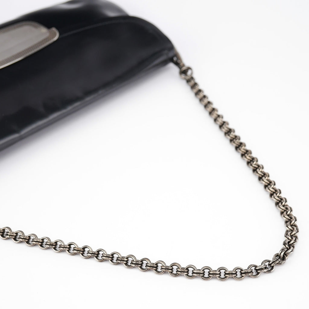 Black Spazzolato Chain Buckle Shoulder Bag