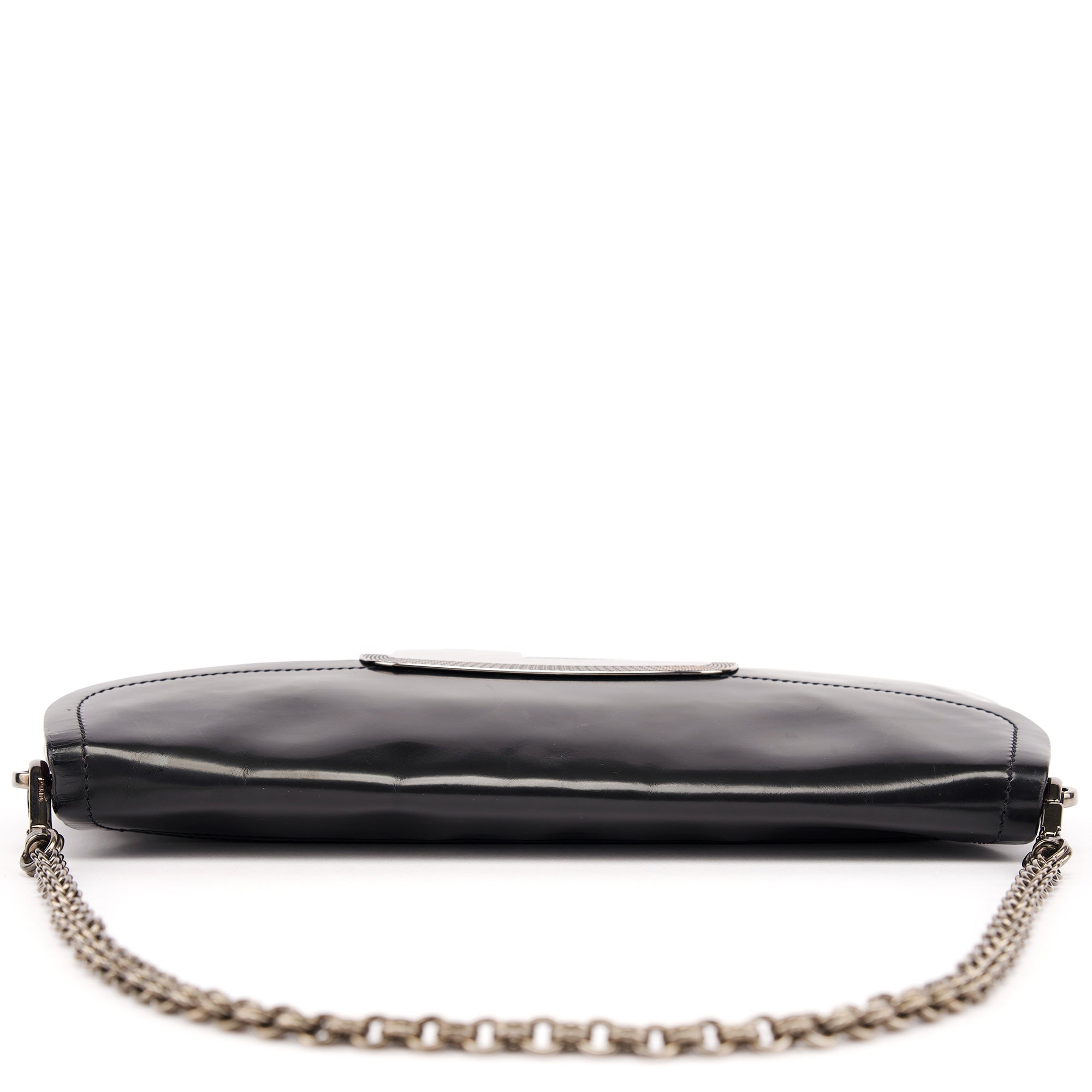 Black Spazzolato Chain Buckle Shoulder Bag