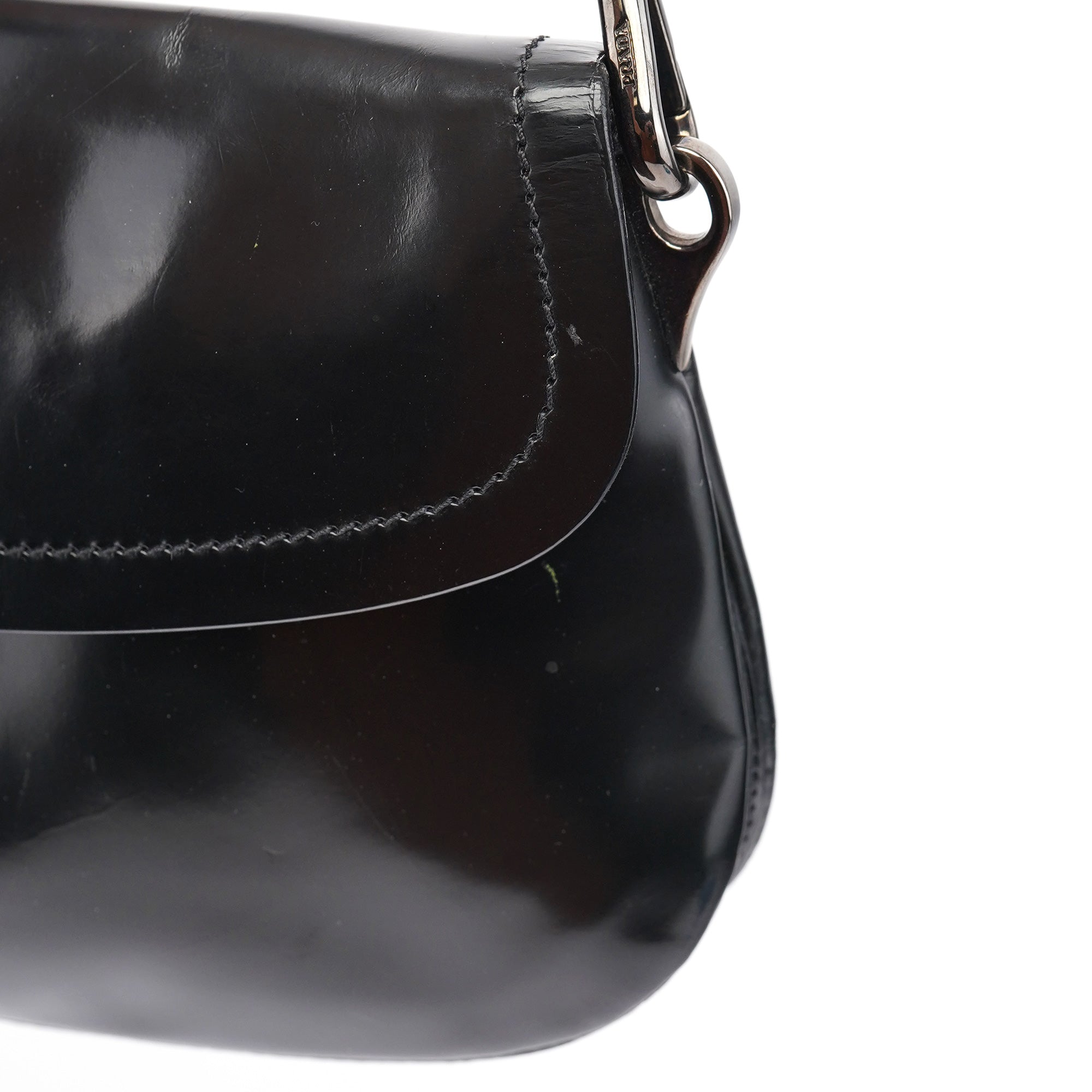 Black Spazzolato Chain Buckle Shoulder Bag