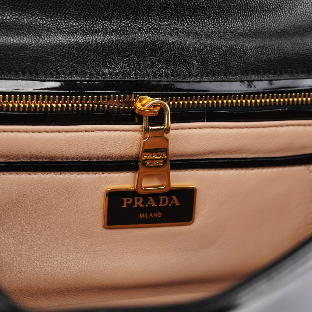 Black Spazzolato Chain Shoulder Bag