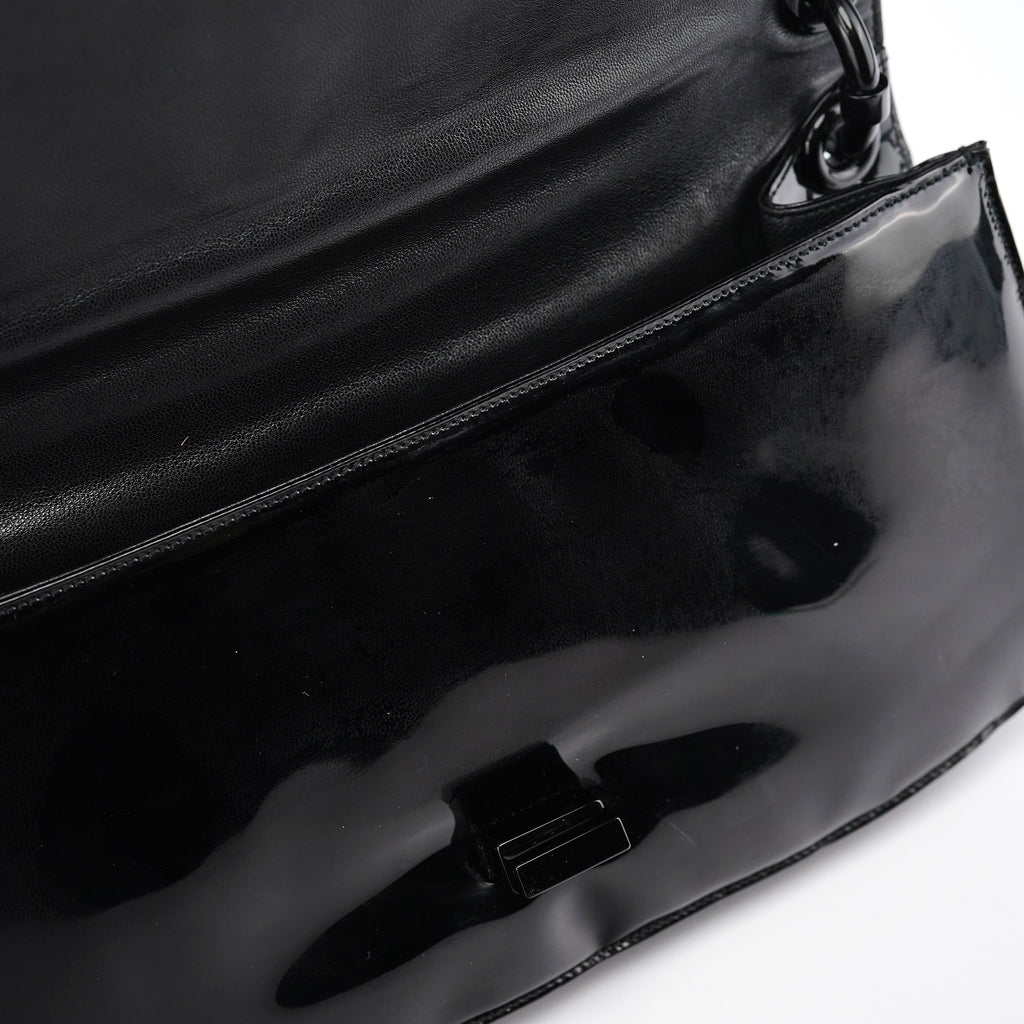 Black Spazzolato Chain Shoulder Bag