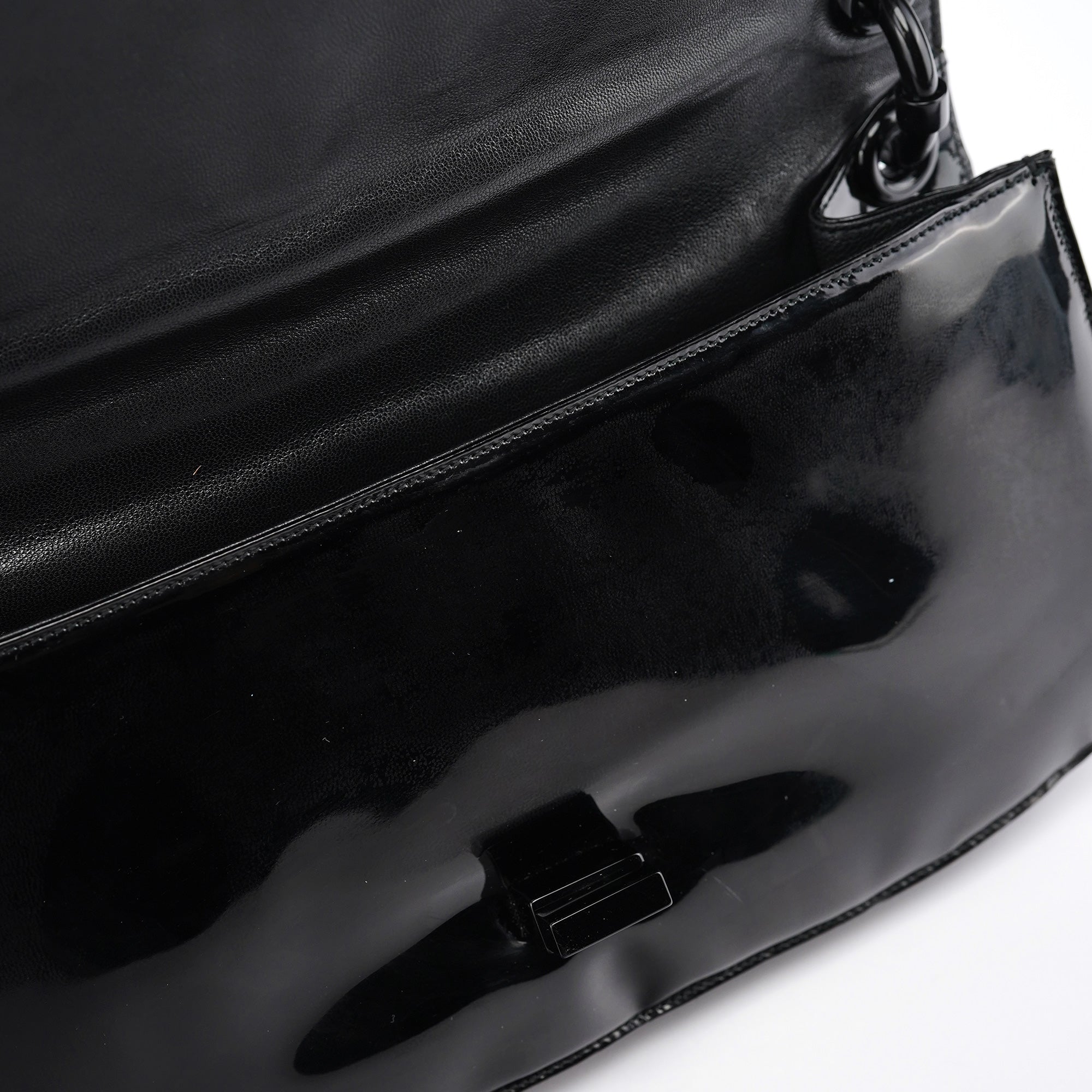 Black Spazzolato Chain Shoulder Bag