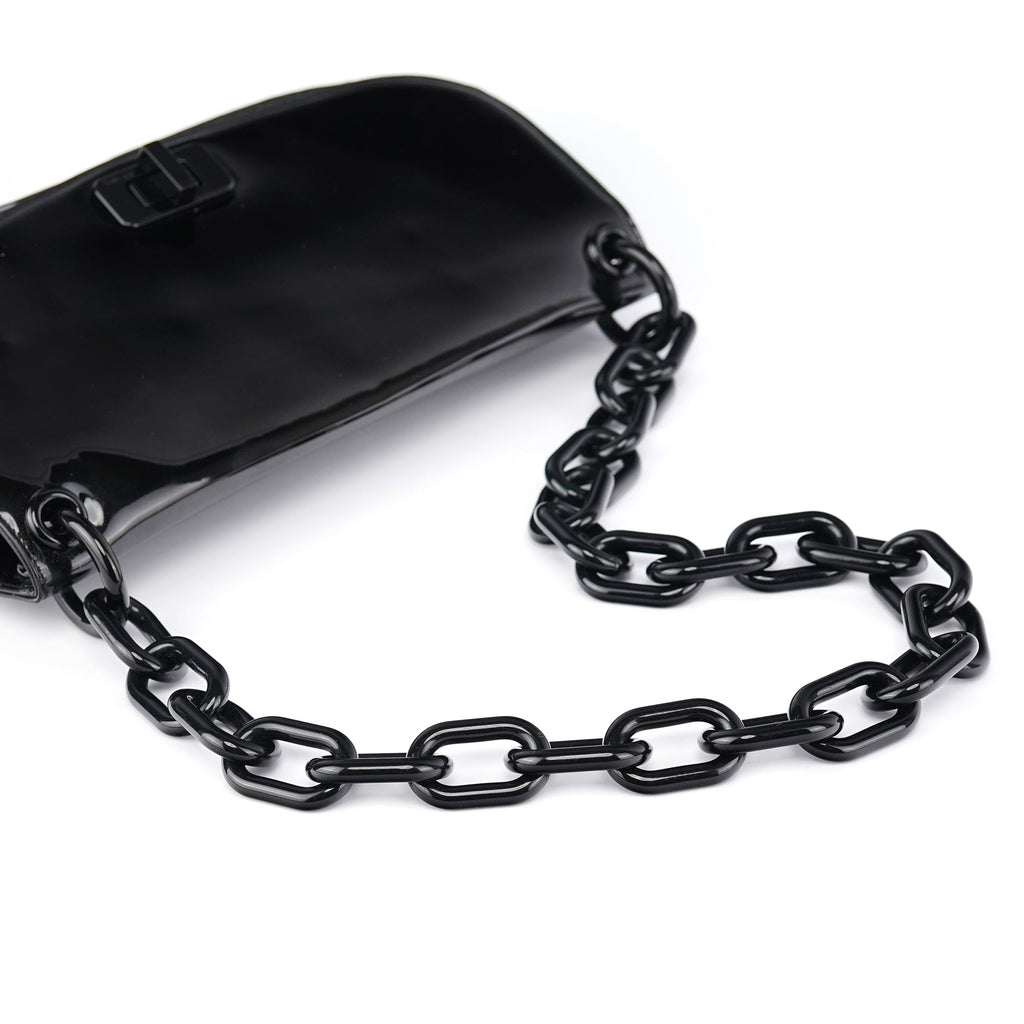 Black Spazzolato Chain Shoulder Bag