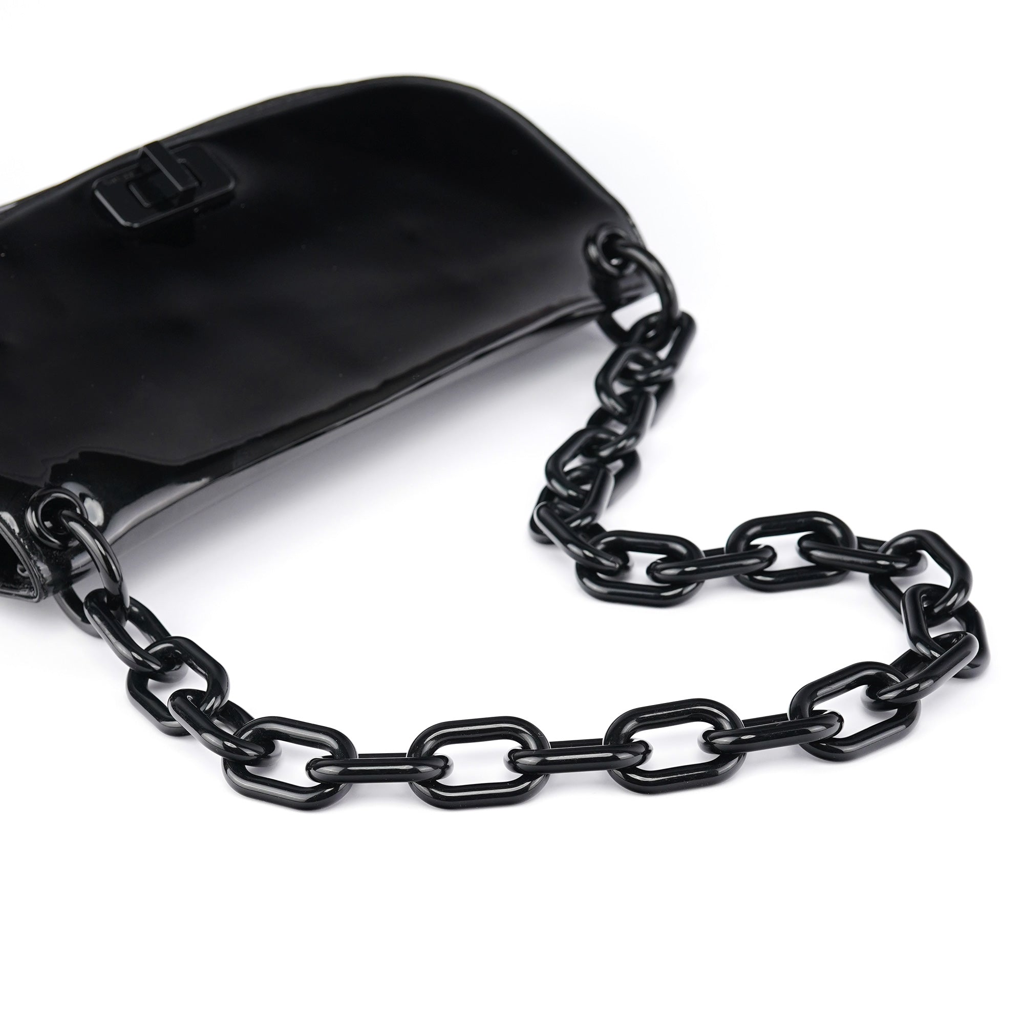Black Spazzolato Chain Shoulder Bag