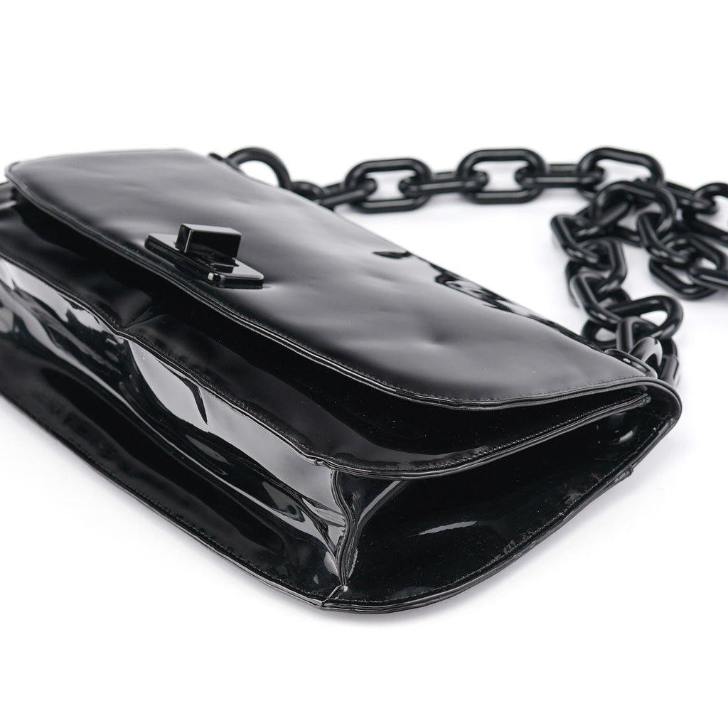 Black Spazzolato Chain Shoulder Bag