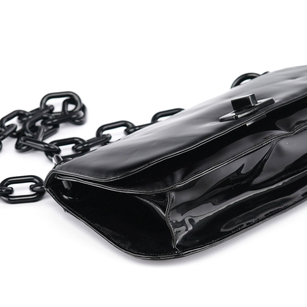 Black Spazzolato Chain Shoulder Bag