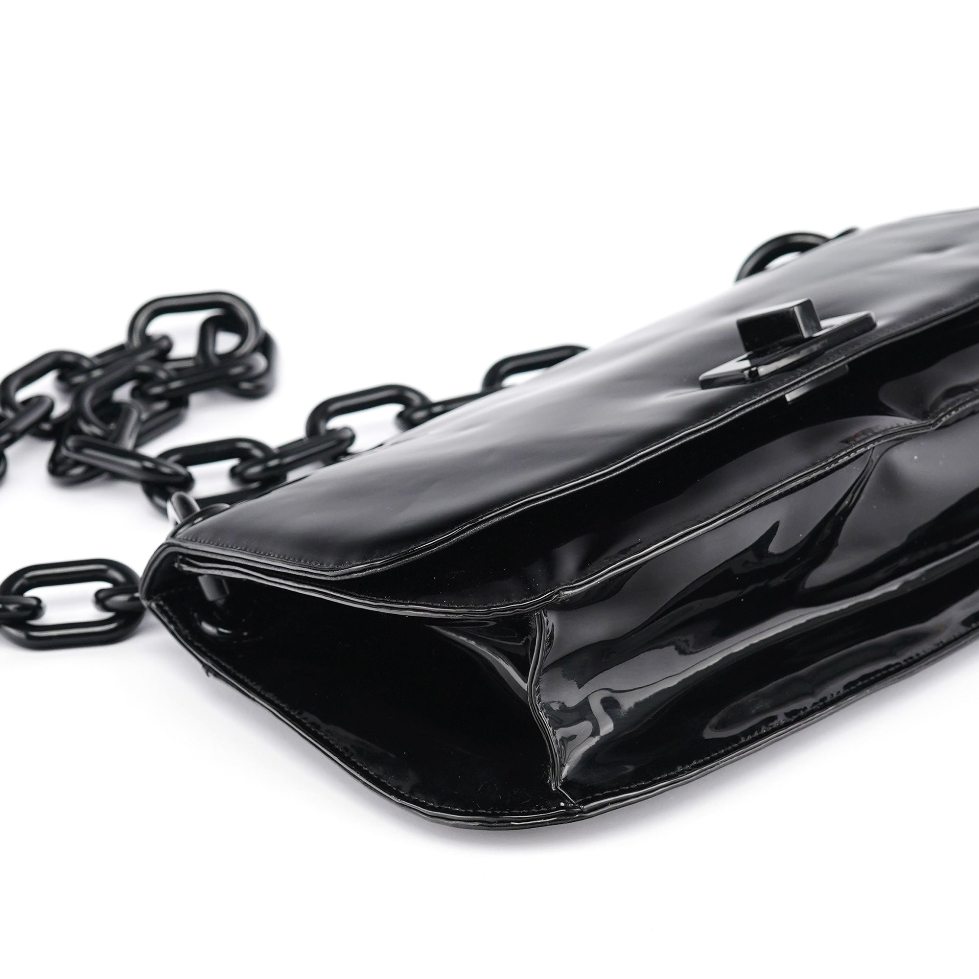 Black Spazzolato Chain Shoulder Bag
