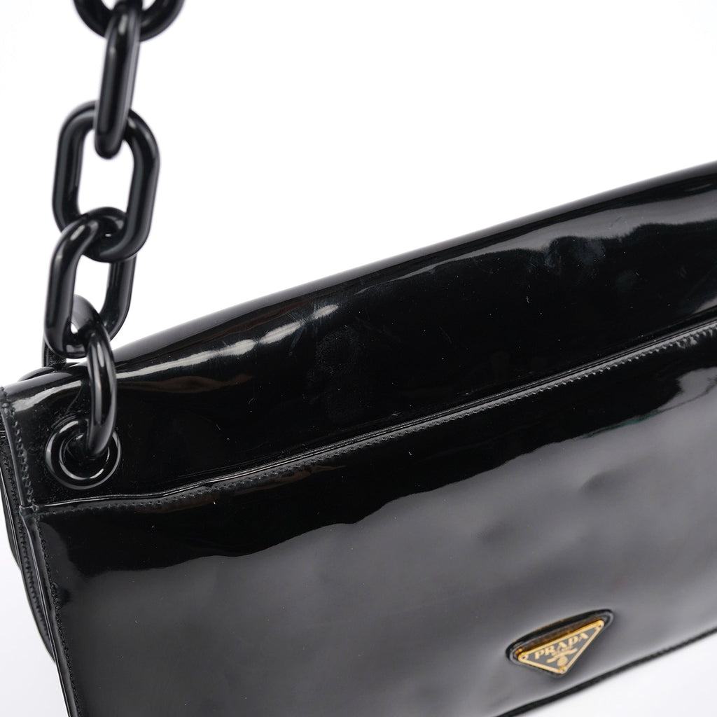 Black Spazzolato Chain Shoulder Bag