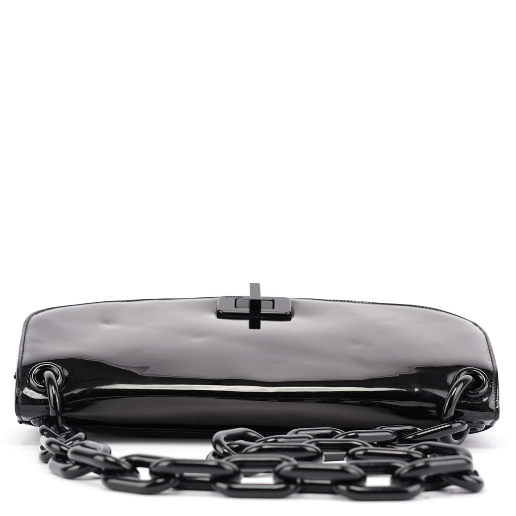 Black Spazzolato Chain Shoulder Bag