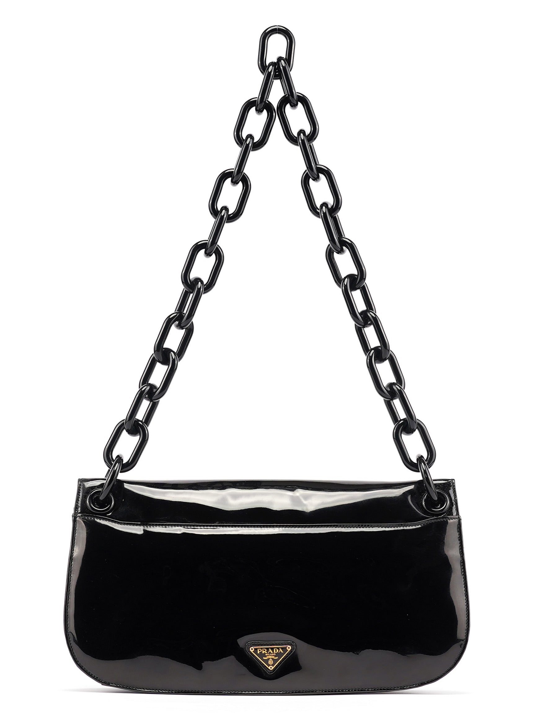 Black Spazzolato Chain Shoulder Bag