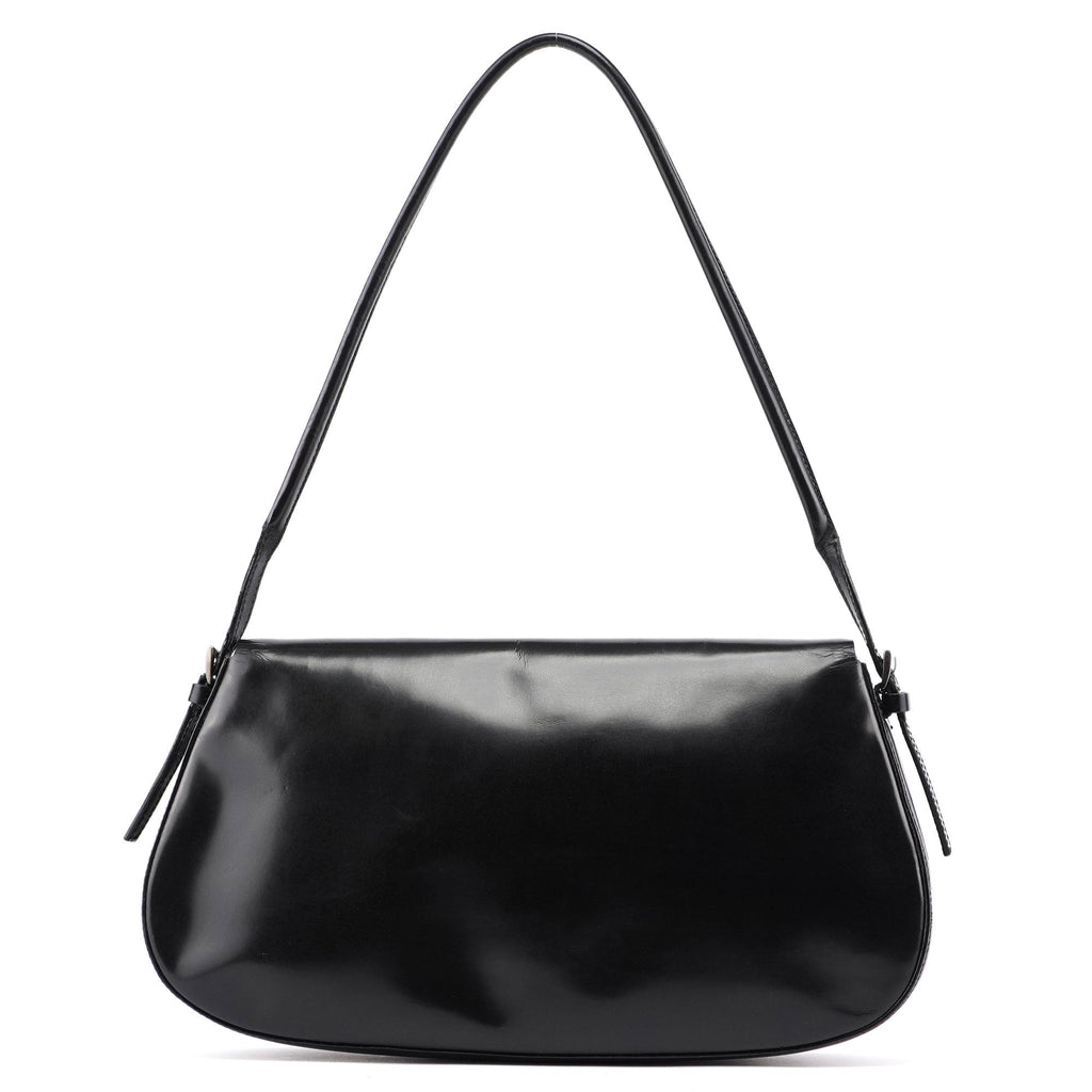 Black Spazzolato Chic Shoulder Bag
