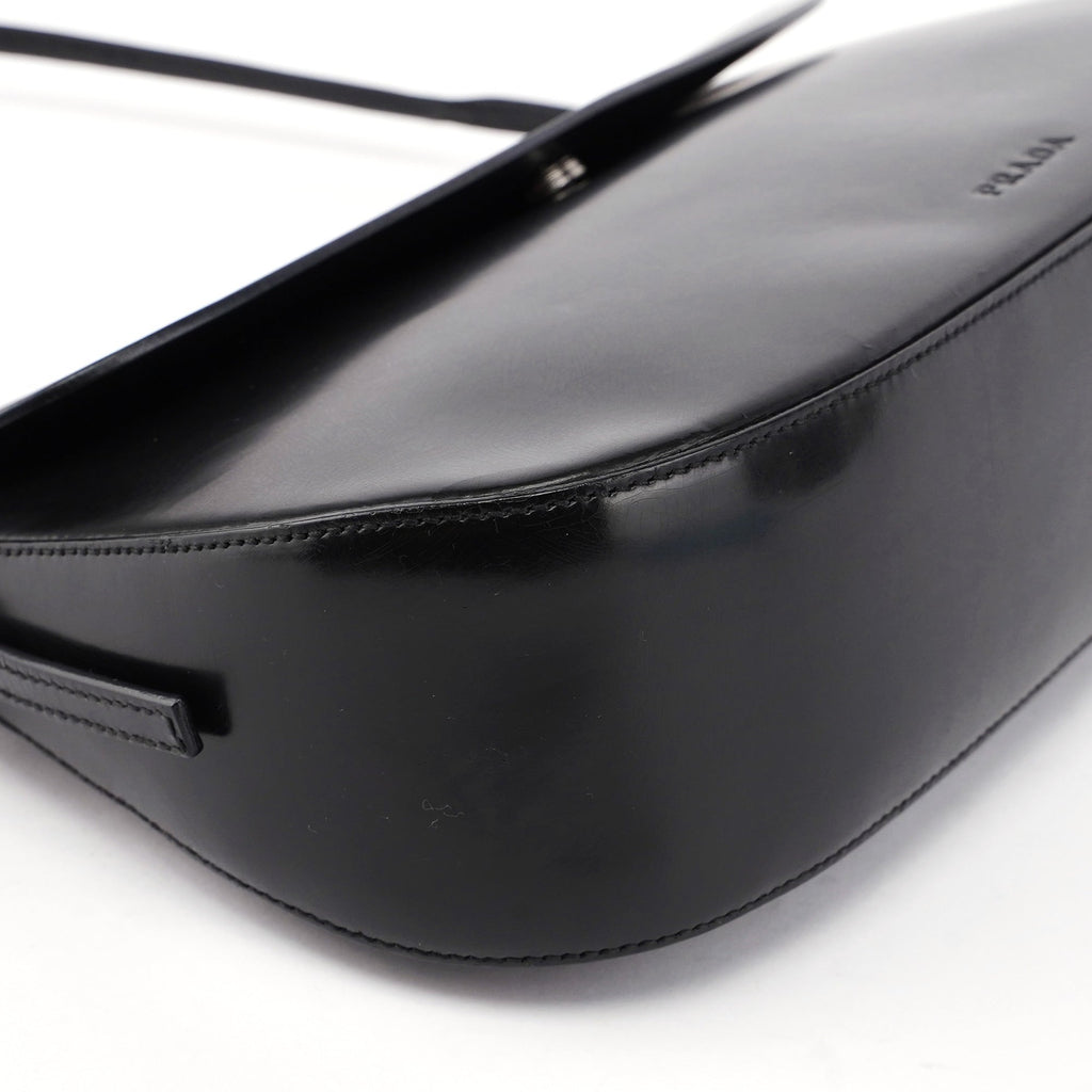 Black Spazzolato Chic Shoulder Bag