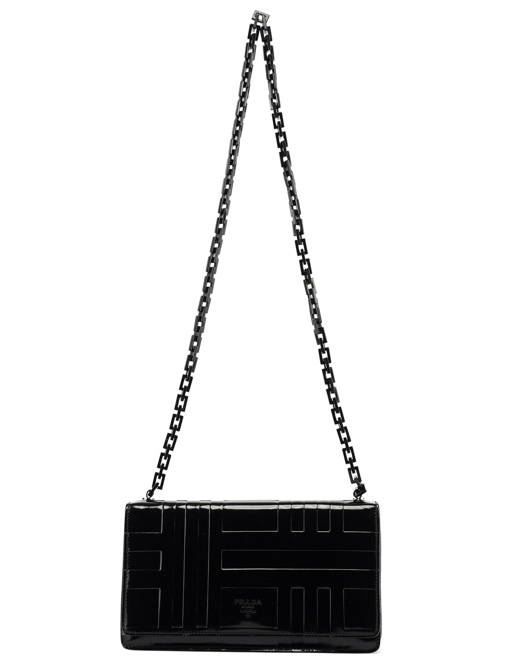 Black Spazzolato Embossed Shoulder Bag