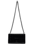 Black Spazzolato Embossed Shoulder Bag