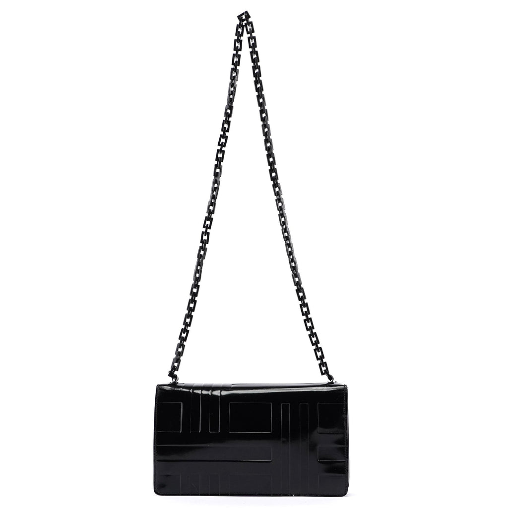 Black Spazzolato Embossed Shoulder Bag
