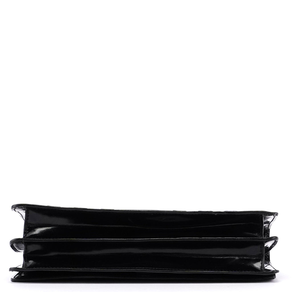 Black Spazzolato Embossed Shoulder Bag