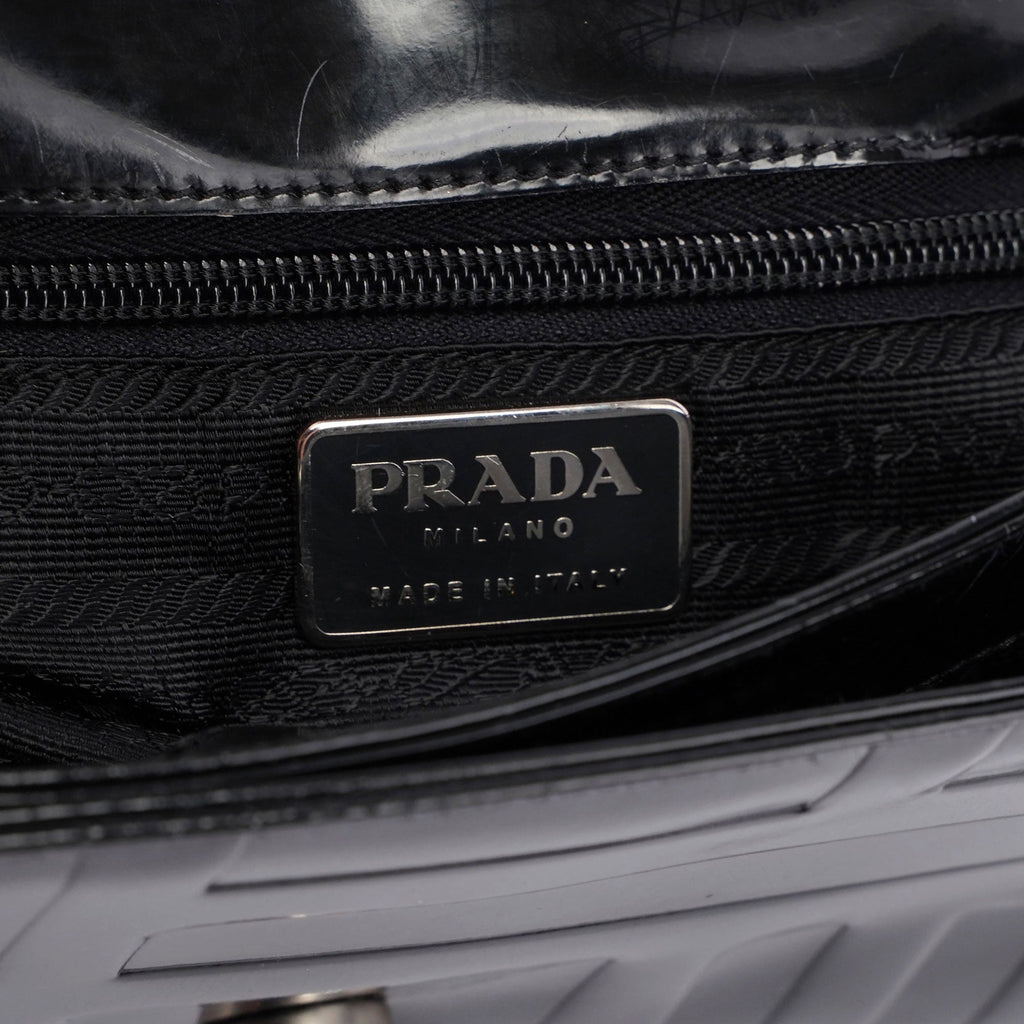 Black Spazzolato Embossed Shoulder Bag