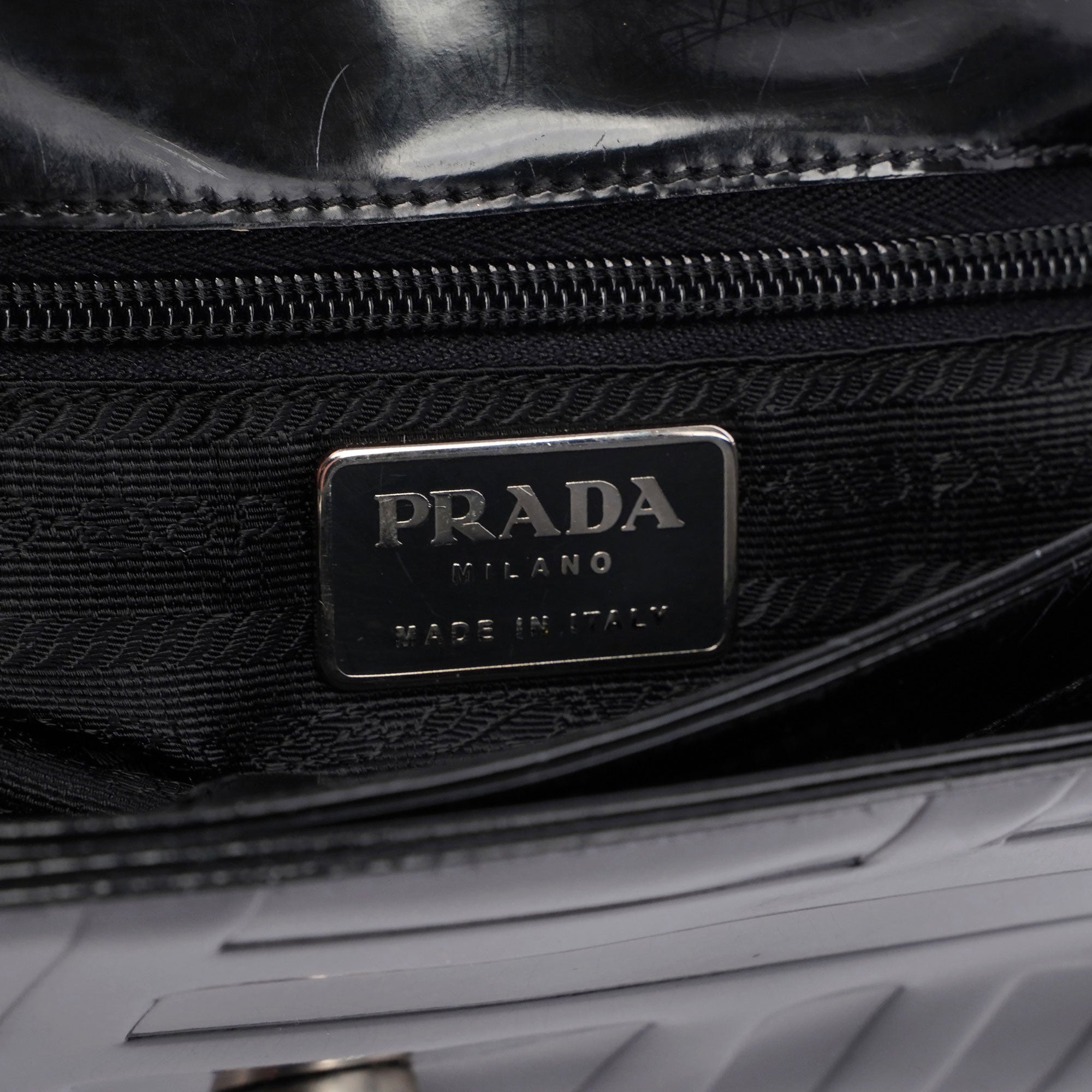 Black Spazzolato Embossed Shoulder Bag
