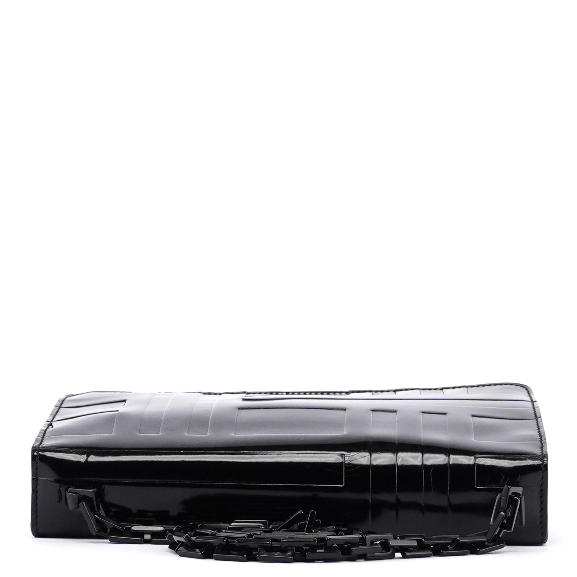 Black Spazzolato Embossed Shoulder Bag
