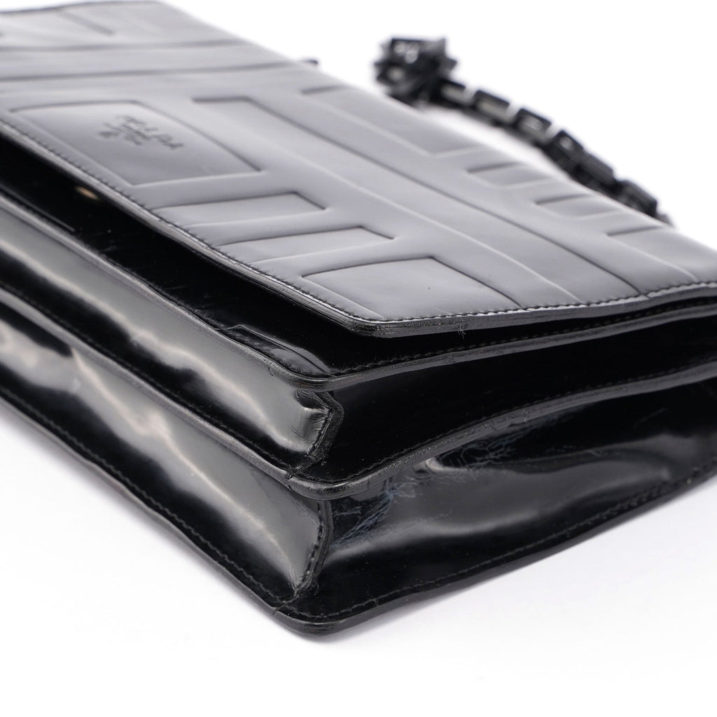 Black Spazzolato Embossed Shoulder Bag