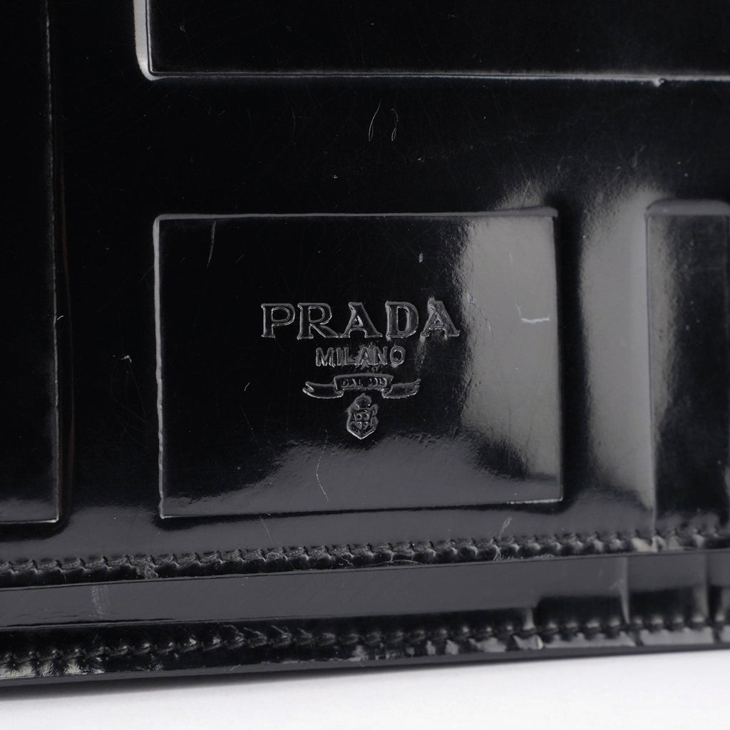 Black Spazzolato Embossed Shoulder Bag