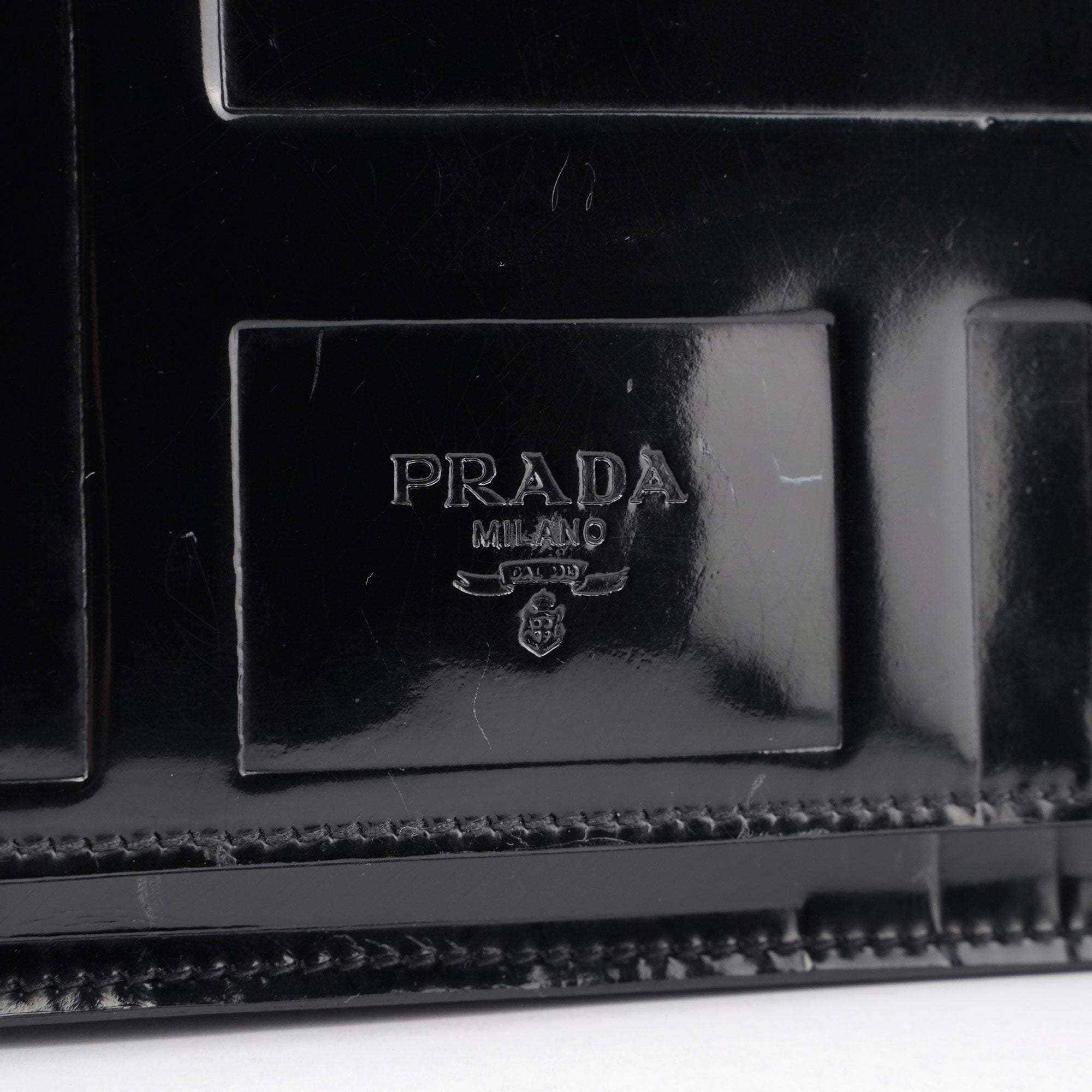 Black Spazzolato Embossed Shoulder Bag