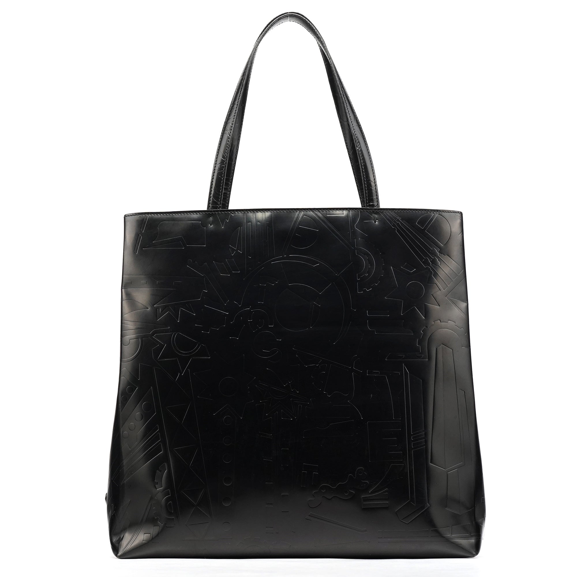 Black Spazzolato Embossed Tote Bag