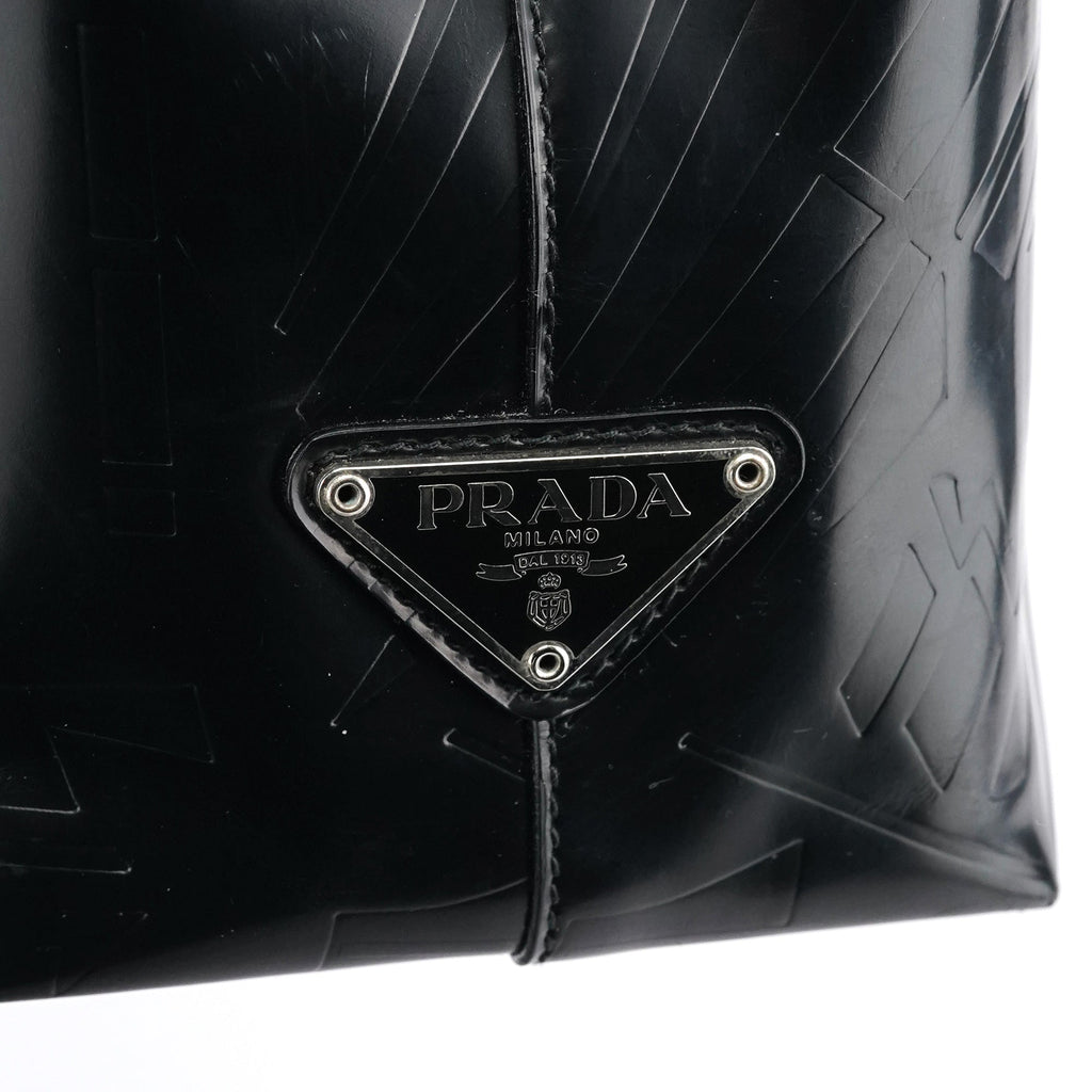Black Spazzolato Embossed Tote Bag