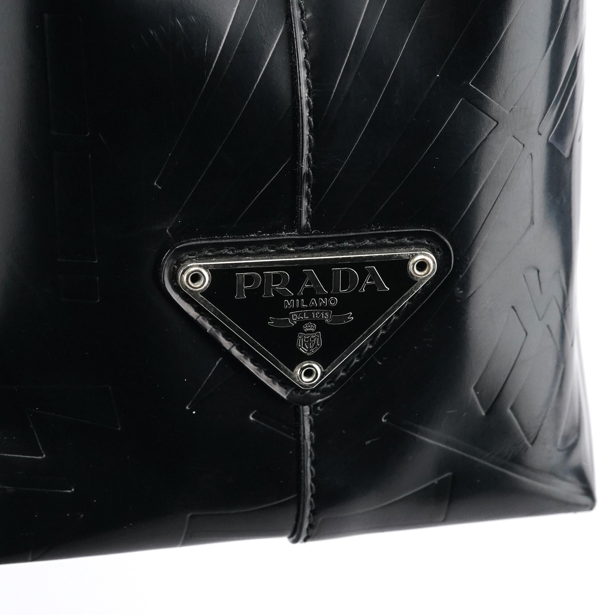 Black Spazzolato Embossed Tote Bag