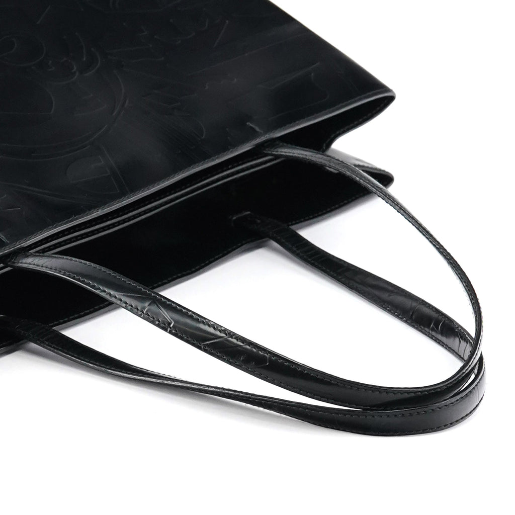 Black Spazzolato Embossed Tote Bag