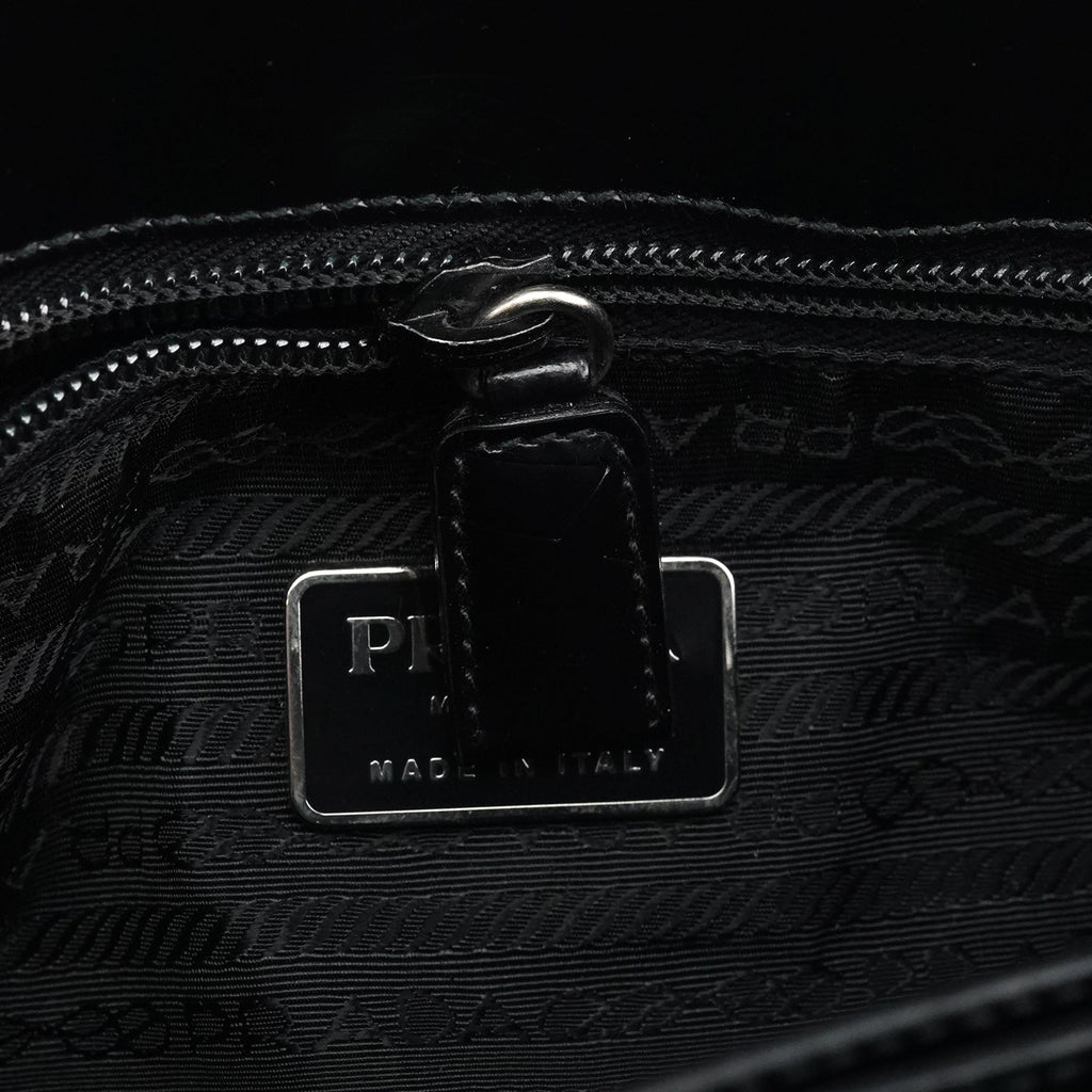 Black Spazzolato Embossed Tote Bag