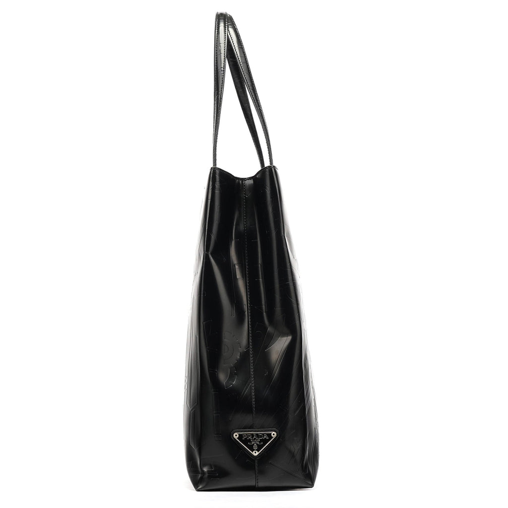 Black Spazzolato Embossed Tote Bag