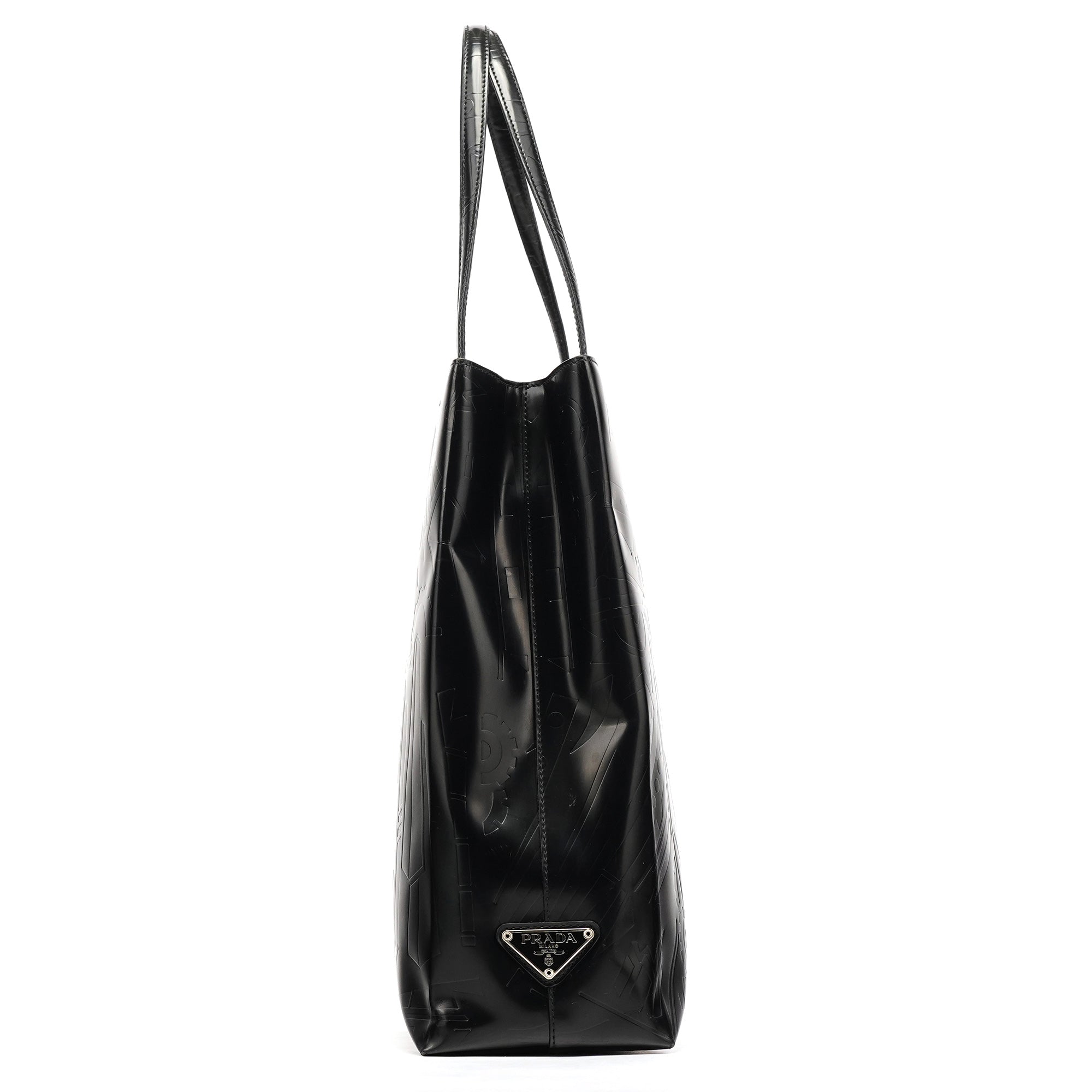 Black Spazzolato Embossed Tote Bag