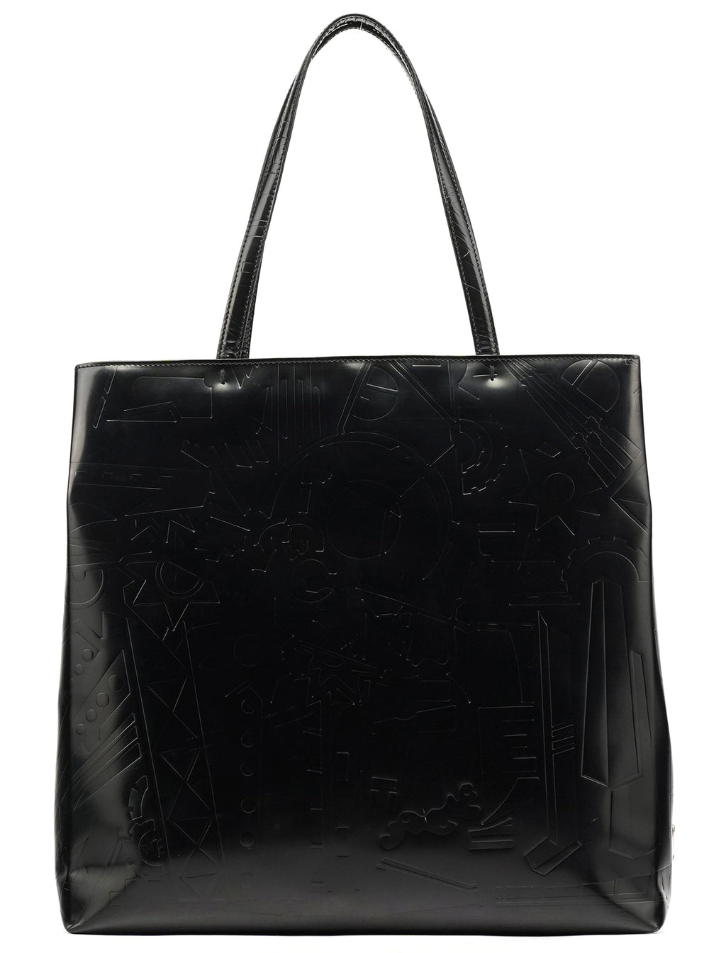 Black Spazzolato Embossed Tote Bag