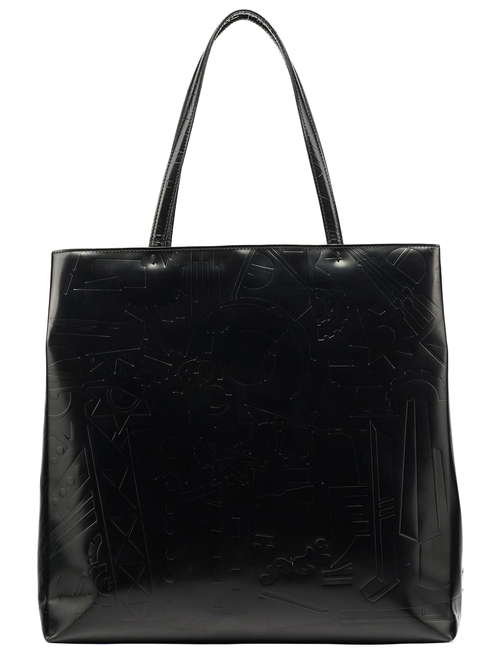 Black Spazzolato Embossed Tote Bag