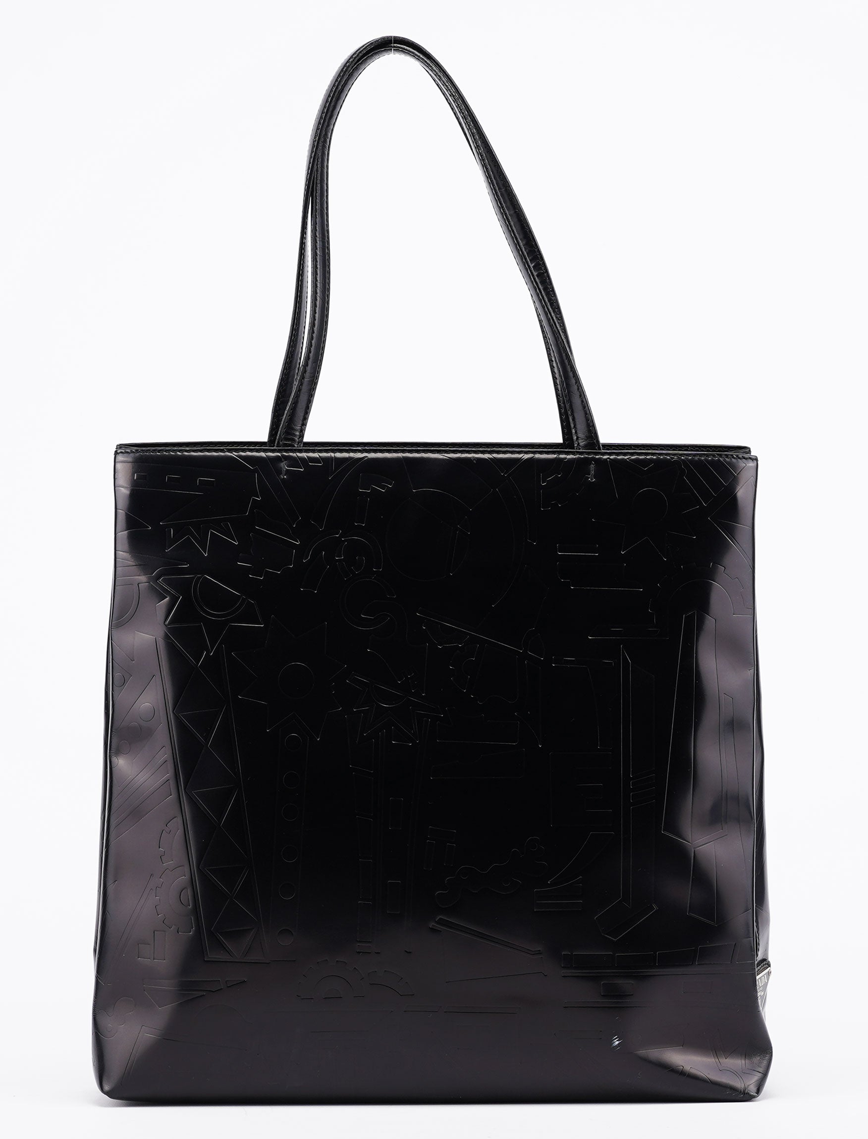 Black Spazzolato Embossed Tote Bag