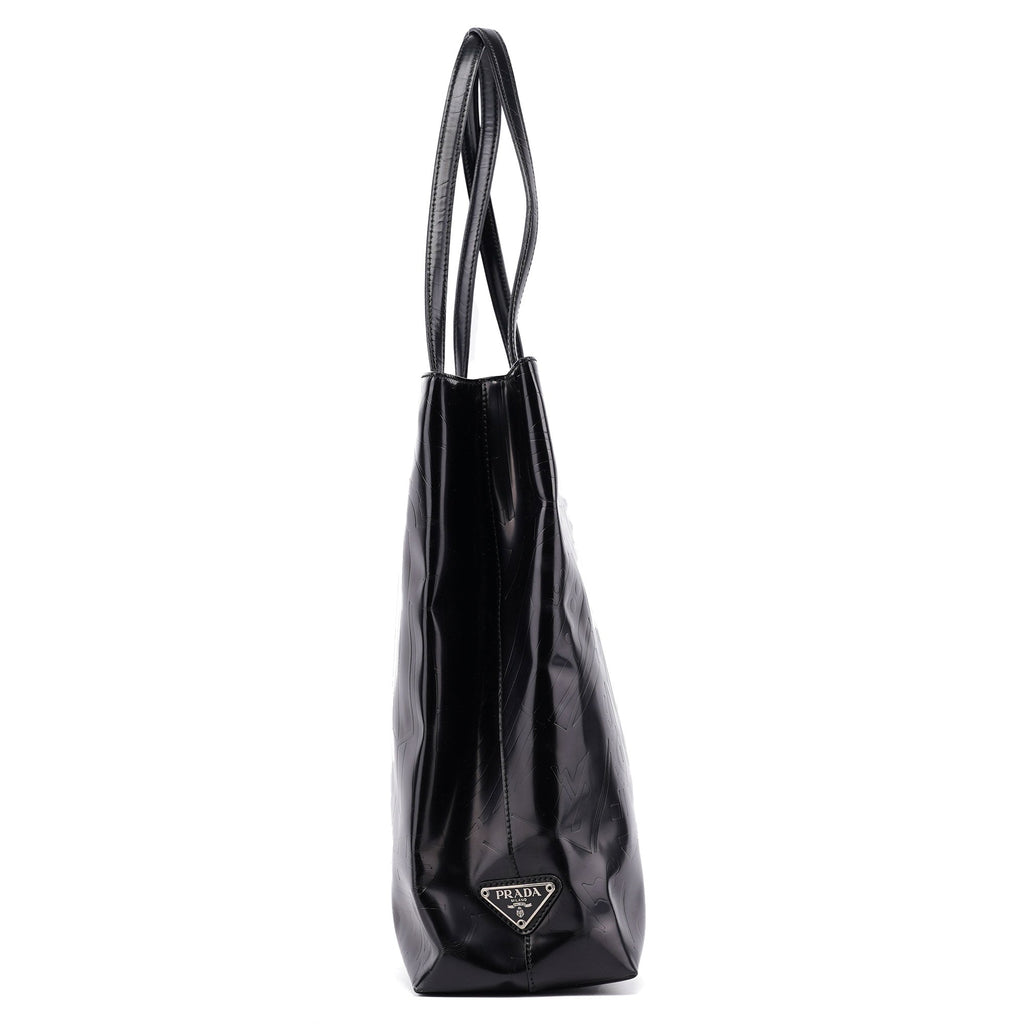 Black Spazzolato Embossed Tote Bag