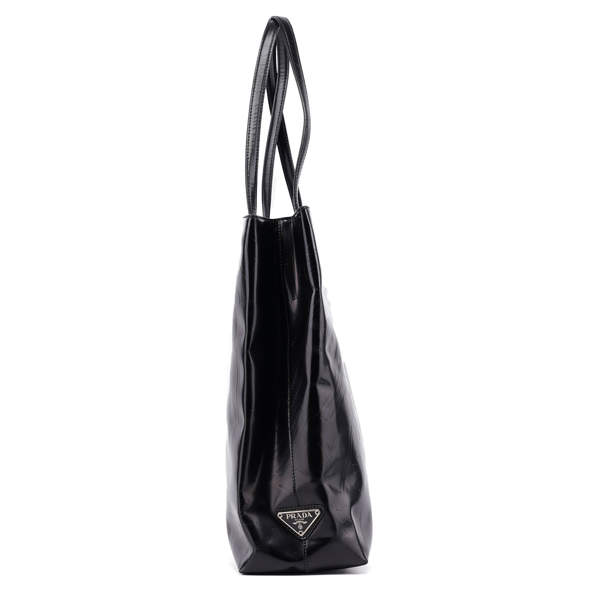 Black Spazzolato Embossed Tote Bag