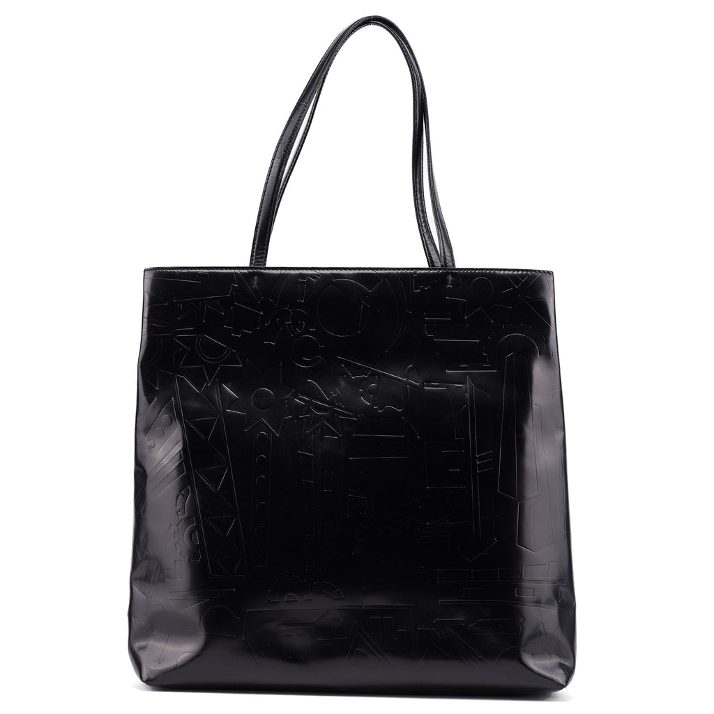 Black Spazzolato Embossed Tote Bag