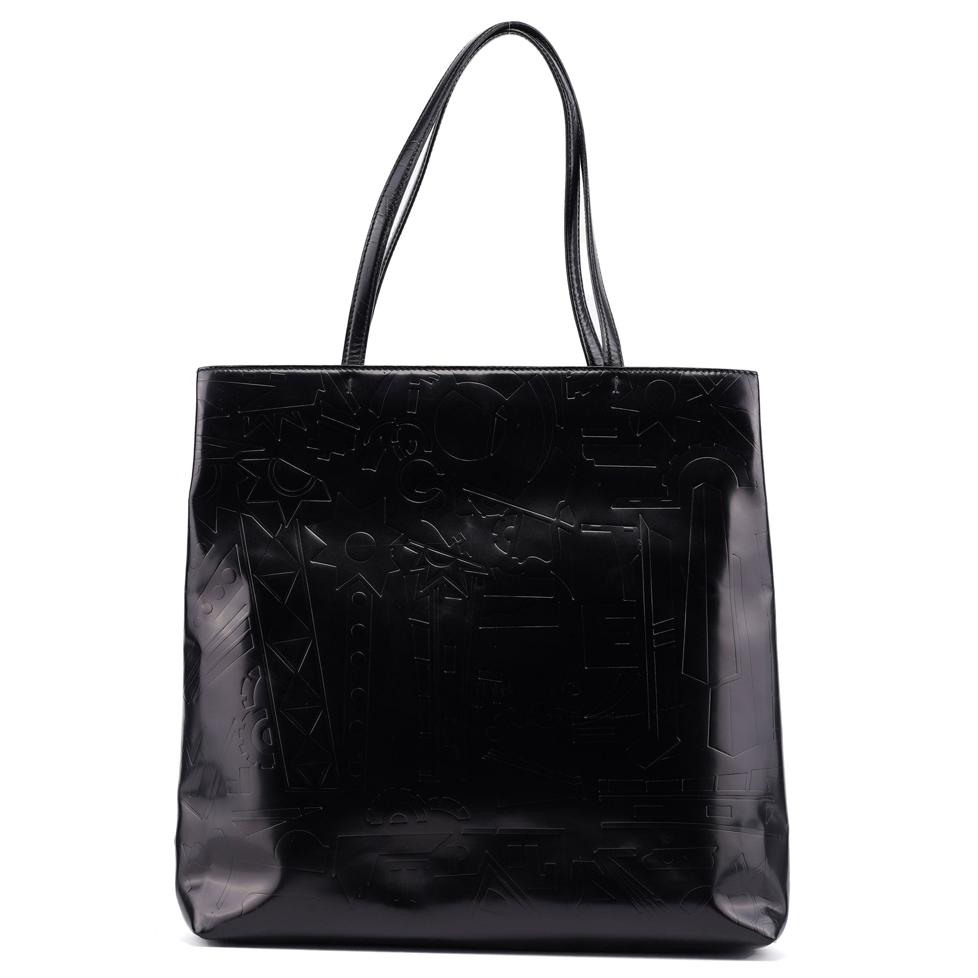 Black Spazzolato Embossed Tote Bag