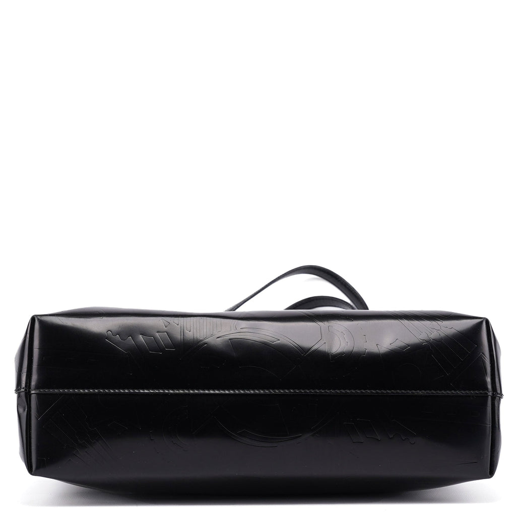 Black Spazzolato Embossed Tote Bag