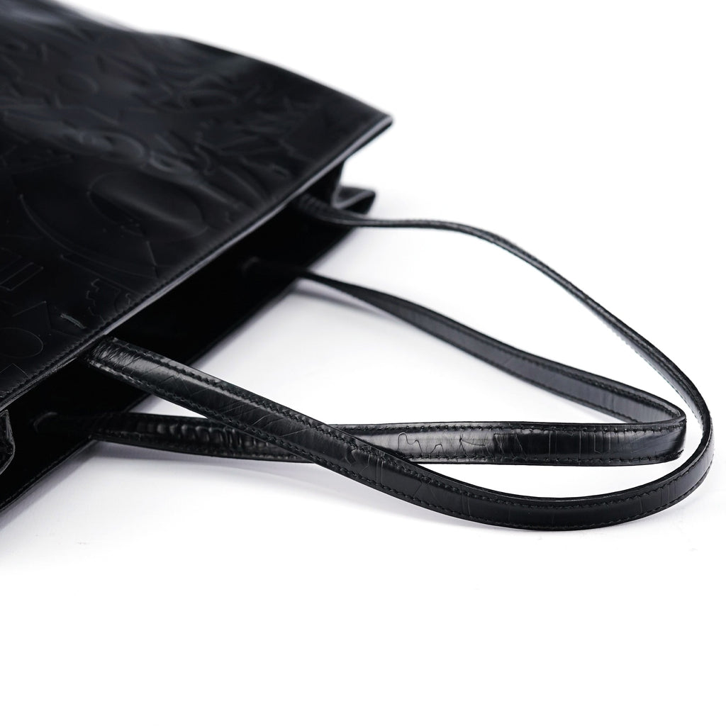 Black Spazzolato Embossed Tote Bag