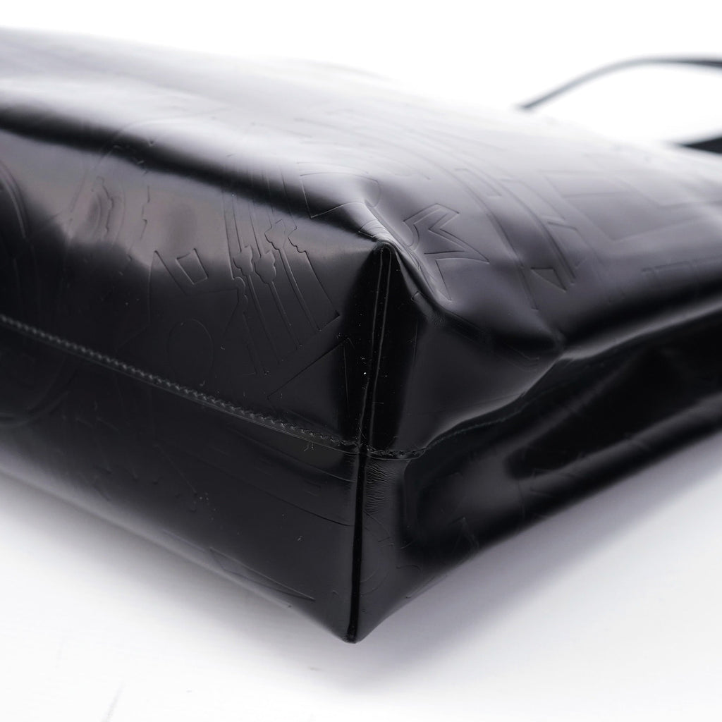 Black Spazzolato Embossed Tote Bag